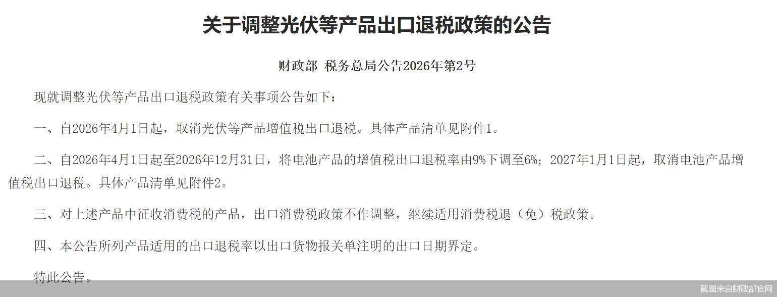 皇冠mos077_4月1日起执行！光伏出口退税全面取消皇冠mos077，行业影响几何